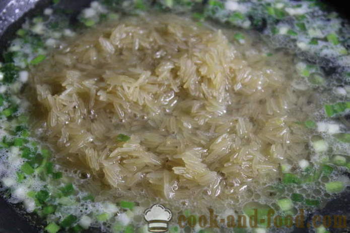 Ukusna mrvi riža ukrasite s kiselim vrhnjem i ljekovitog bilja - kako kuhati ukusna prilog od riže, korak po korak recept fotografijama