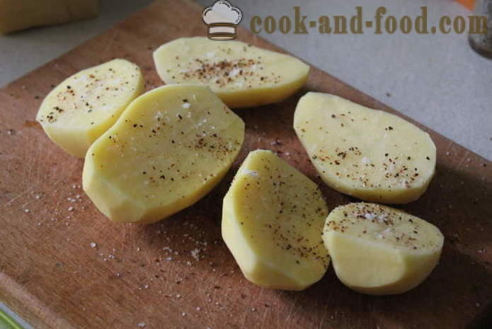 Zapečeni krumpir sa sirom - kao ukusna kuhati krumpir u pećnici, s korak po korak recept fotografijama