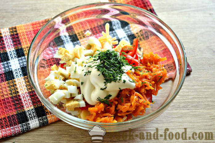 Sir salata sa cherry rajčice, jaja i mrkva u korejskom - Kako napraviti sir salata, korak po korak recept fotografijama