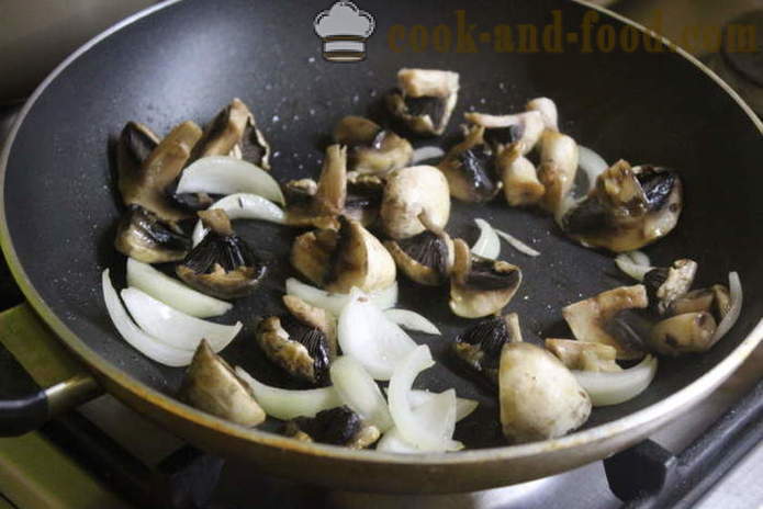 Topla gljiva salata s krumpirom - kako napraviti topli krumpir salatu s gljivama, korak po korak recept fotografijama