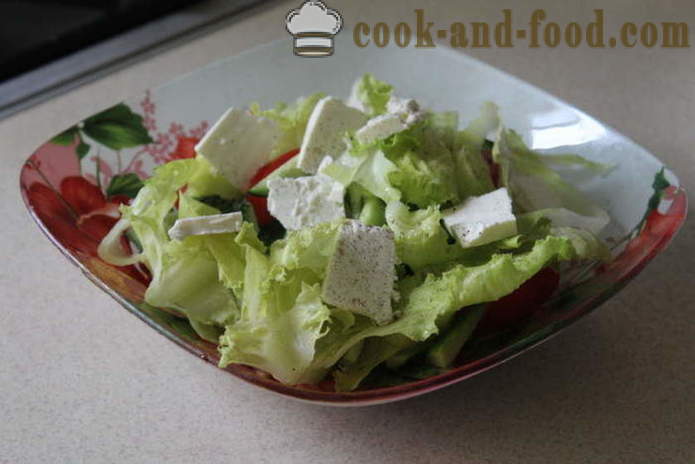 Povrće salata s feta - kako se pripremiti salatu s feta sirom i povrćem, s korak po korak recept fotografijama
