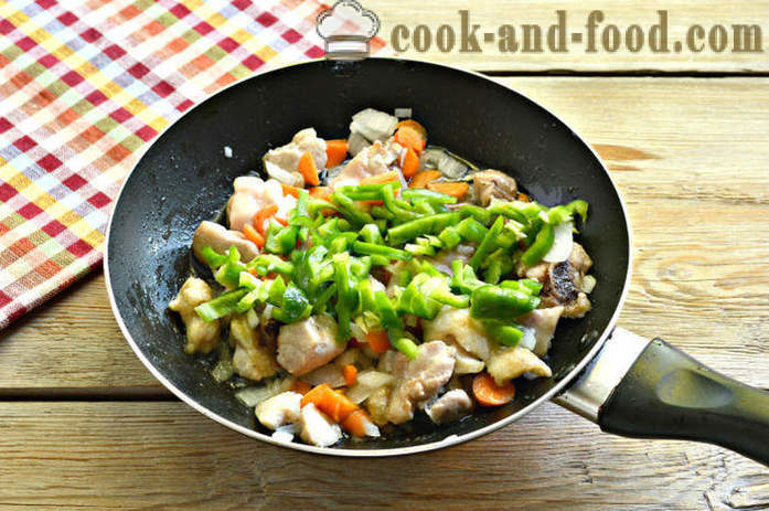 Riža sa povrćem i piletinom - i ukusna piletina kuhati rižu u tavi, korak po korak recept fotografijama