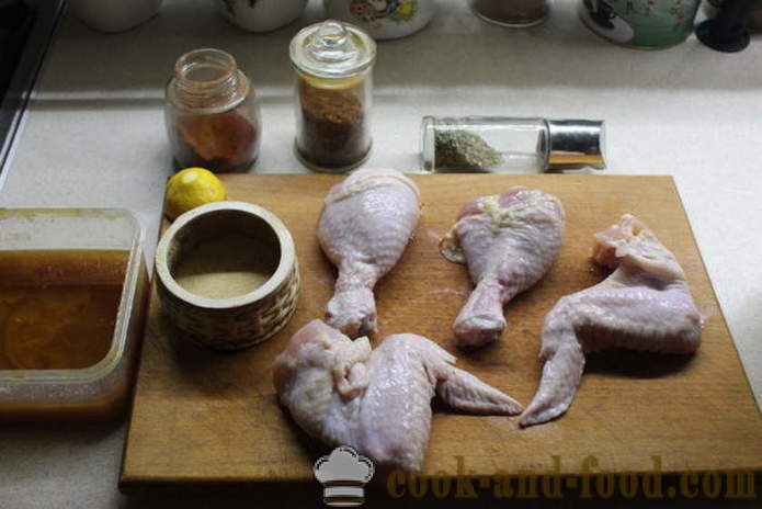 Marinirana piletina marinirana u medu - kako marinirati piletinu u marinadu od meda i začina, sa korak po korak recept fotografijama