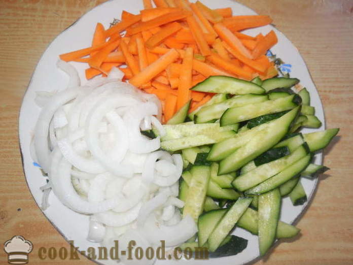 Salata s mesom u korejskom s krastavcima i mrkvom - kako kuhati hranu u korejskom, korak po korak recept fotografijama