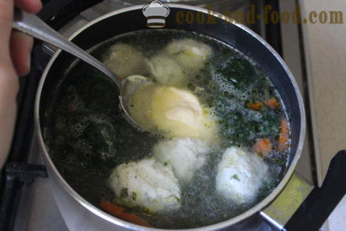 Špinat juha s vrhnjem i okruglicama - Kako kuhati juhu sa špinatom zamrznuta, korak po korak recept fotografijama