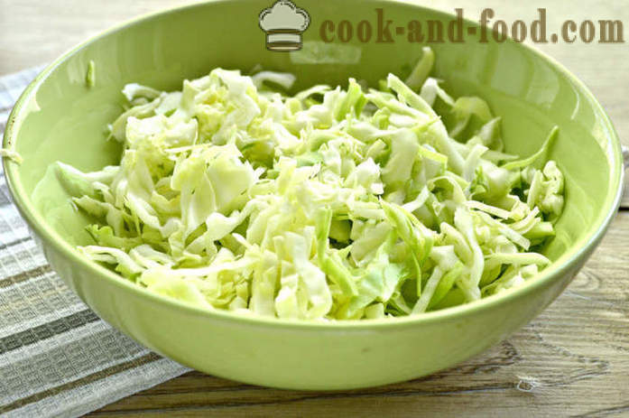 Jednostavna salata od kupusa i krastavaca s octom - kako napraviti ukusnu salatu od svježeg kupusa i krastavaca s korak po korak recept fotografijama