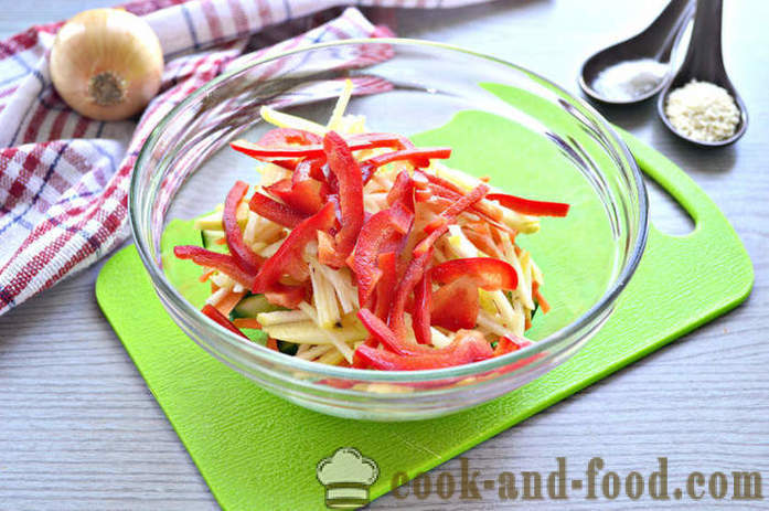 Svježe povrće salata sa sezamom - kako napraviti salatu s sezam i povrća, s korak po korak recept fotografijama