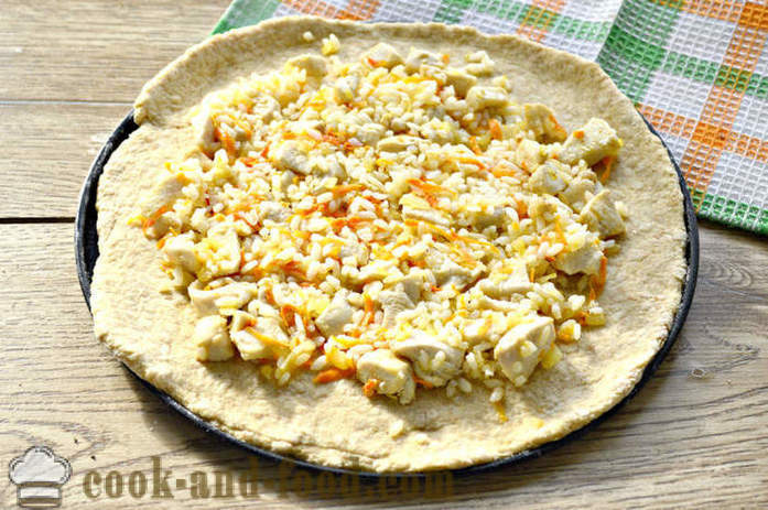 Pita žitarica cijelog zrna s piletinom i rižom - kako kuhati pileća pitu u pećnici, s korak po korak recept fotografijama