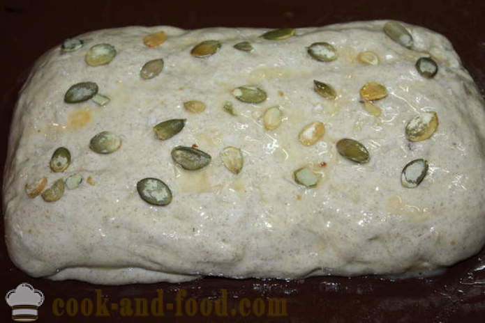 Cijela zrna kruh sa sjemenkama suncokreta od bundeve - Kako napraviti kruh od cjelovitog pšeničnog brašna u pećnici, s korak po korak recept fotografijama