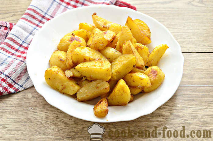 Pečene kriške krumpira u pećnici s češnjakom i sojin umak - i ukusni pečeni krumpir u pećnici, s korak po korak recept fotografijama