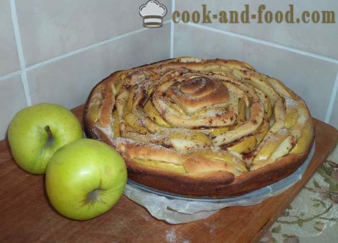 Kvasac pita od jabuka Rose - kako kuhati pita od jabuka sa tijestom u obliku ruže, korak po korak recept fotografijama