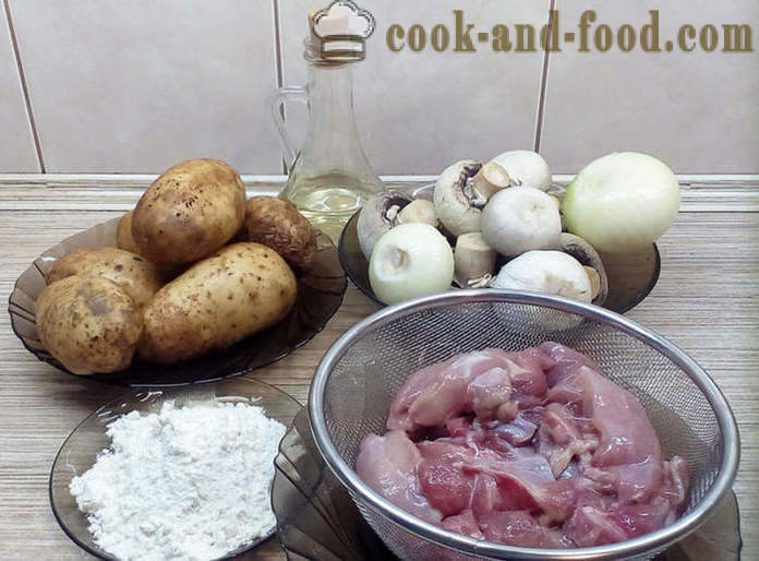 Ukusna pečena s krumpirima u pećnici - Kako kuhati pečenje s krumpirom, meso i gljive, korak po korak recept fotografijama