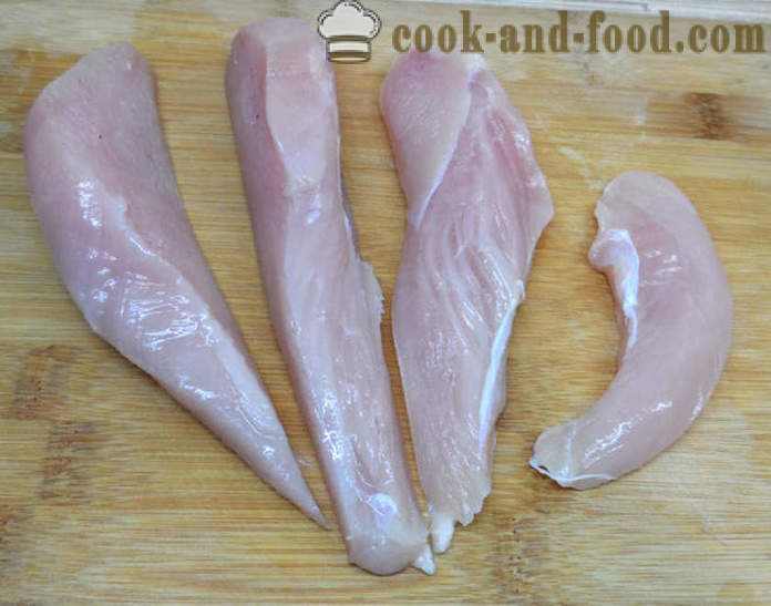 Prijesan grču pileća prsa kod kuće - kako napraviti grču kokoš kod kuće, korak po korak recept fotografijama