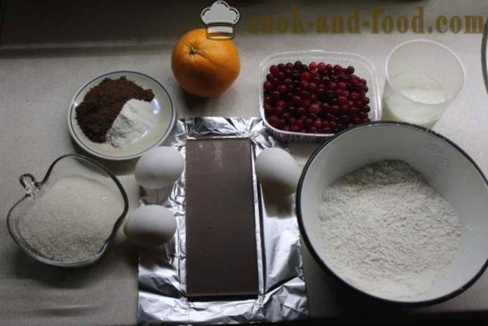 Cranberry muffins sa čokoladom na kefir - Kako kuhati kolače s čokoladom i brusnicama, s korak po korak recept fotografijama