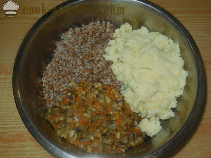 Punjene kupus s heljde, krumpira i gljiva - kako kuhati obroke bez mesa punjena heljda, korak po korak recept fotografijama