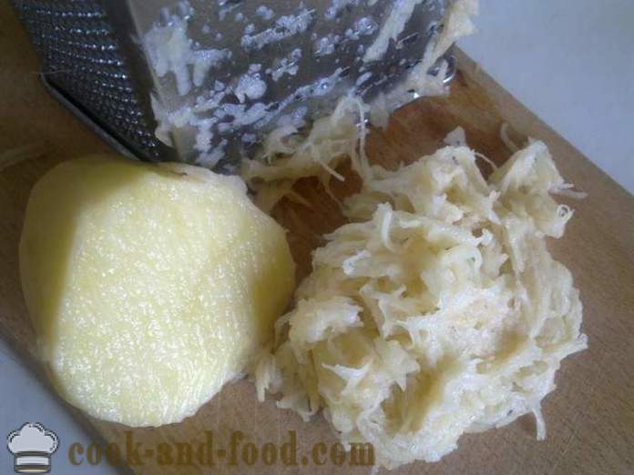Tepsija ribane sirove krumpir sa sirom i češnjakom - kako kuhati ukusna lonac krumpira u pećnici, s korak po korak recept fotografijama