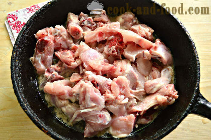 Ukusan umak od piletine s tjesteninom ili heljda - kako kuhati ukusna piletina umak, korak po korak recept fotografijama