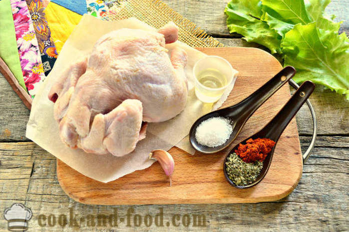 Piletina pečena u rukavu potpuno - kako ispeći pile u pećnici, s korak po korak recept fotografijama