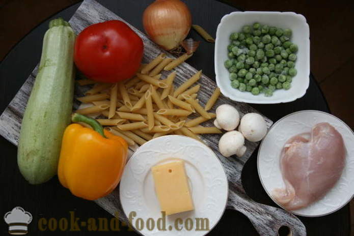 Talijanski domaća tjestenina s piletinom, povrćem i sirom - kako kuhati talijansku tjesteninu kod kuće, korak po korak recept fotografijama