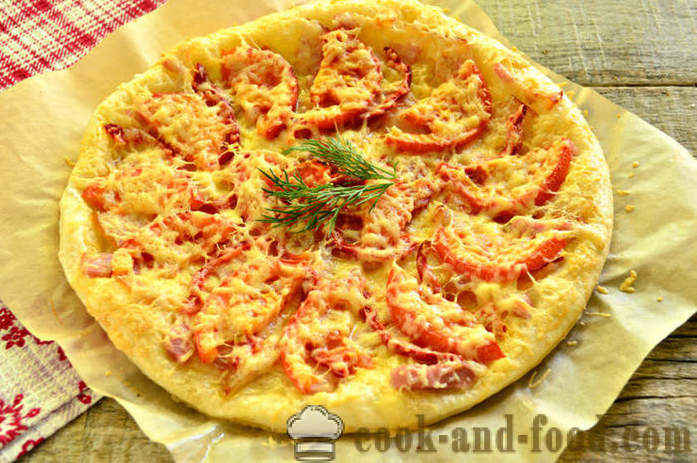 Pizza lisnato Lisnato tijesto sa slaninom i paprikom - kako se pripremiti beskvasni pizzu od tijesta, korak po korak recept fotografijama
