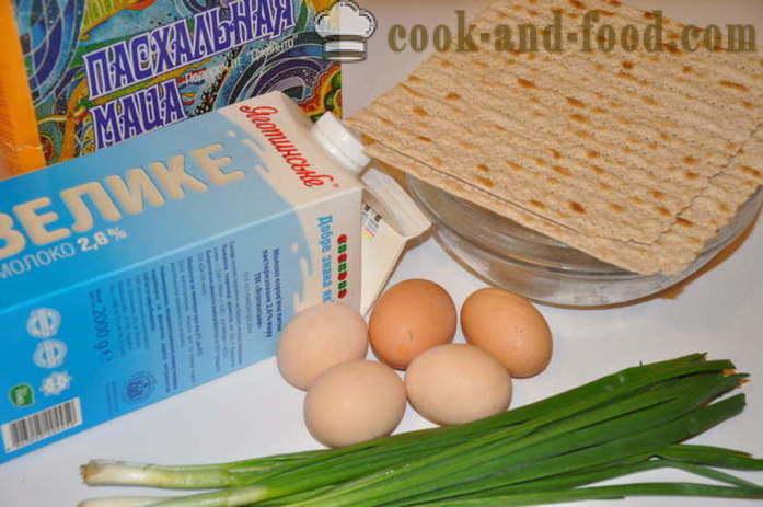 Omlet sa matzo - jednostavne židovske Pashe jela, kako kuhati s jajima matzo, korak po korak recept fotografijama