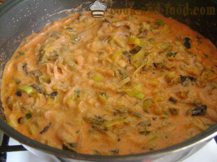 Tjestenina u umaku od vrhnja s gljivama, poriluka i rajčice - kako kuhati gljive sa tjesteninom ukusan, s korak po korak recept fotografijama