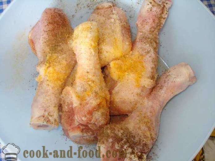 Pečena piletina noge u multivarka - kako ispeći pileća noge u multivarka, korak po korak recept fotografijama
