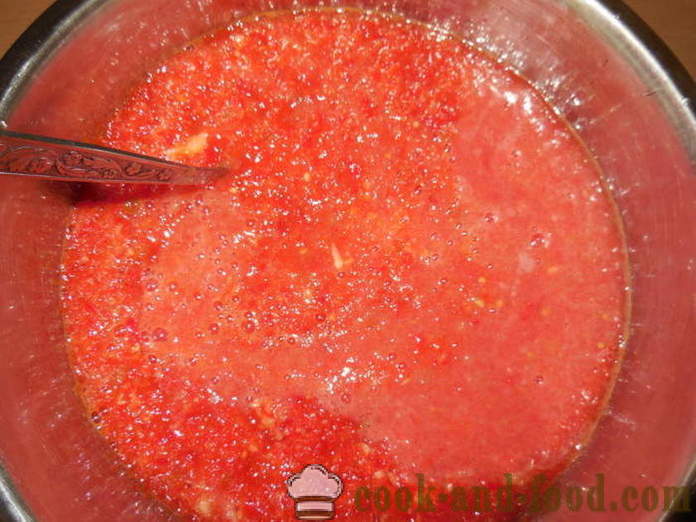 Adjika ukusna rajčica, zvono i vruće paprike bez kuhanja - kako kuhati adjika papar i rajčice
