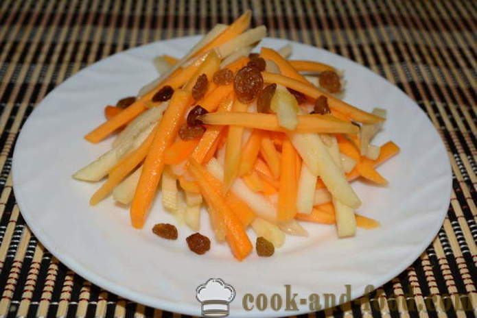 Bundeva salata s jabukama i grožđicama s umakom od naranče - Kako kuhati bundeva salata s jabukama, korak po korak recept fotografijama
