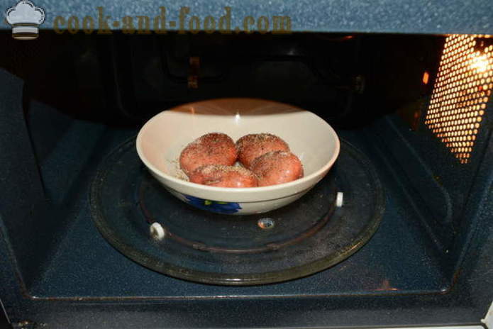 Brzo pečeni krumpir u mikrovalnoj pećnici - koliko ukusni pečeni krumpir u mikrovalnoj pećnici u koži, s korak po korak recept fotografijama