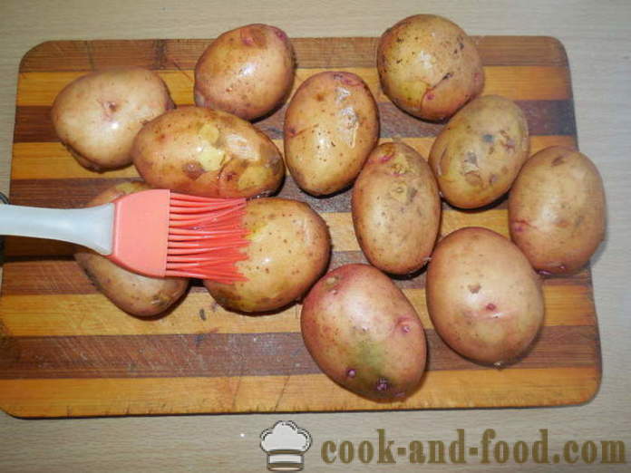 Pečeni krumpir u jaknama u pećnici - ukusna pečeni krumpir u ljusci u pećnici, s korak po korak recept fotografijama