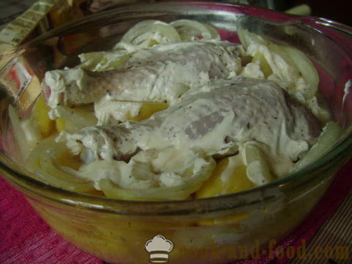 Pileći bataka sa krumpirom u pećnici - kako kuhati ukusna piletina batak s krumpirom, korak po korak recept fotografijama