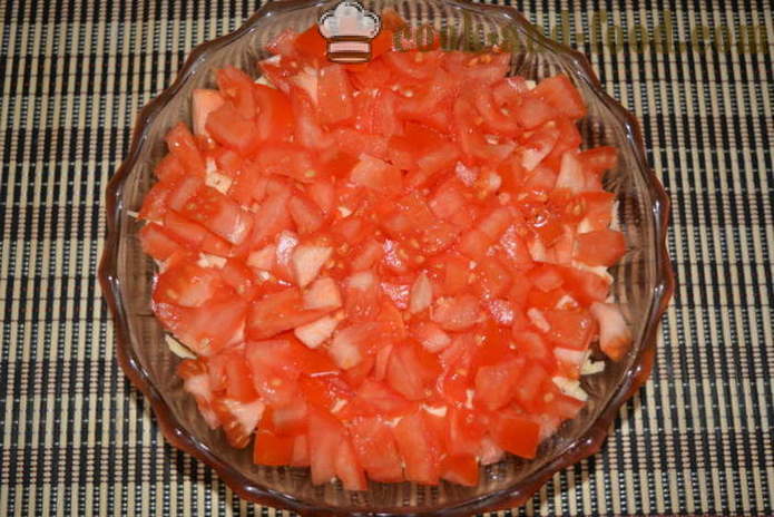 Salata sa rakovima štapovima, rajčica, sir i jaja - kako kuhati ukusna salata od rakova palicama, korak po korak recept fotografijama