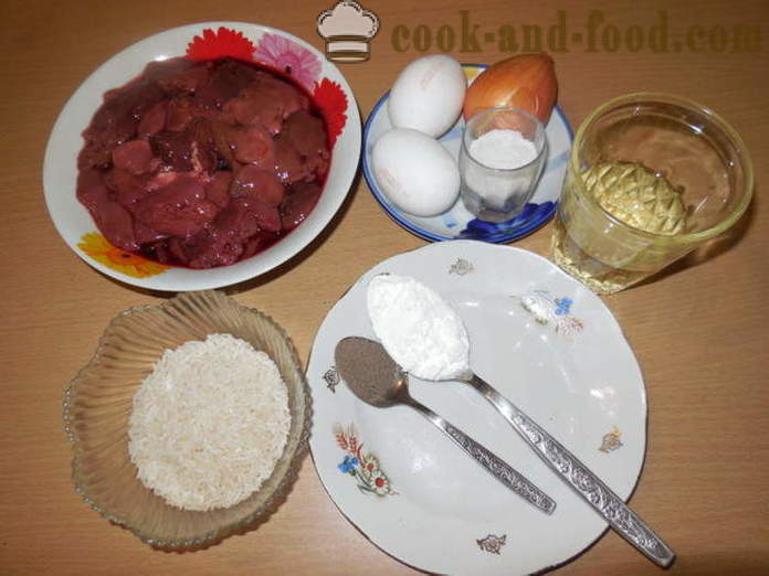 Jetra kotleta pileća jetra s rižom i škroba - kako kuhati ukusna pljeskavica jetre, korak po korak recept fotografijama