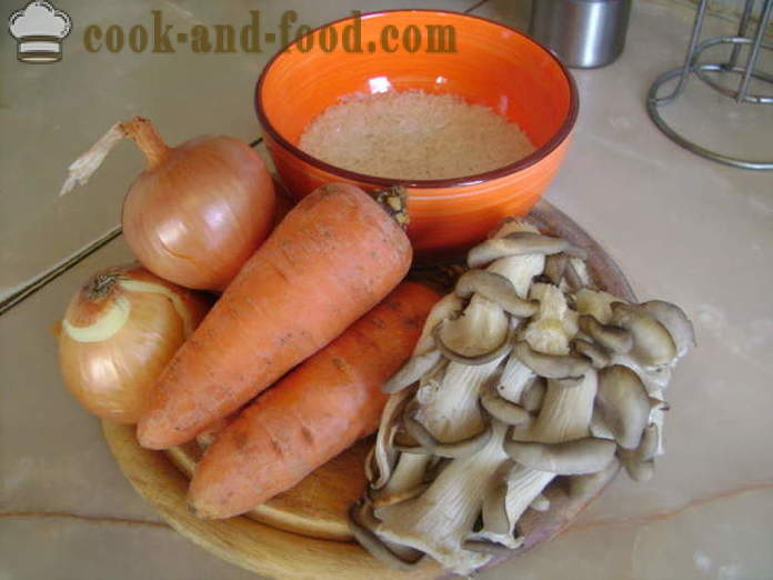Posna pilav sa gljivama u tavi - Kako kuhati posna rižoto s gljivama, korak po korak recept fotografijama
