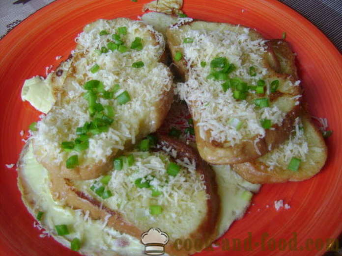 Tost od kruha sa sirom - kao mlađi croutons u tavi, korak po korak recept fotografijama
