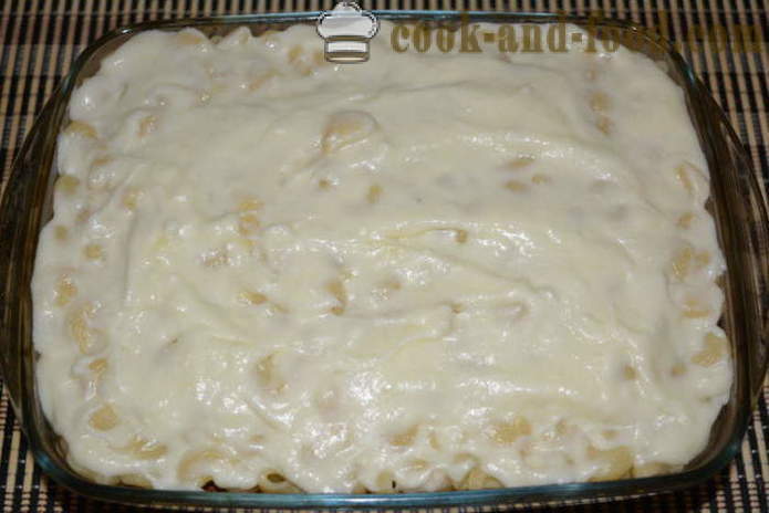 Makaroni lonac sa mljevenim mesom i bešamel umakom - Kako kuhati tjesteninu lonac u pećnicu, s korak po korak recept fotografijama