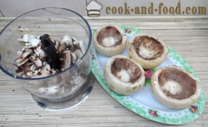 Gljive punjene sa šunkom i sirom - kako se pripremiti punjene gljive u pećnici, s korak po korak recept fotografijama
