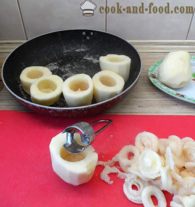 Pečeni krumpir punjene sa gljivama i sirom - Kako kuhati krumpir punjena s gljivama, korak po korak recept fotografijama