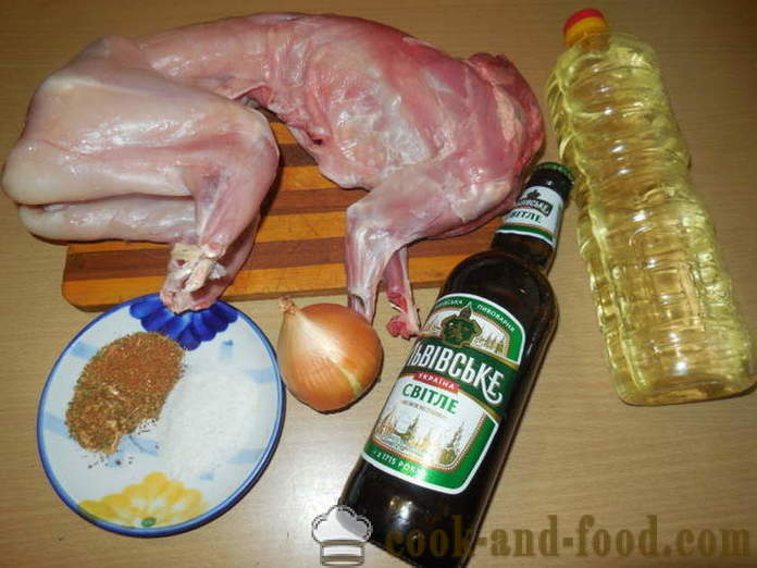 Kunić pirjani na pivu u utyatnitsu - kako kuhati zeca na pivu u pećnici, s korak po korak recept fotografijama
