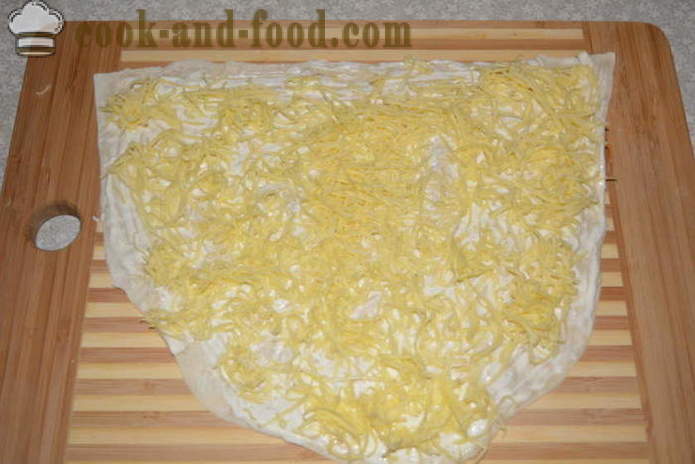 Jednostavan Rola pita kruh sa sprotni, sira i jaja - kako kuhati štrucu pita kruh sa papaline, korak po korak recept fotografijama