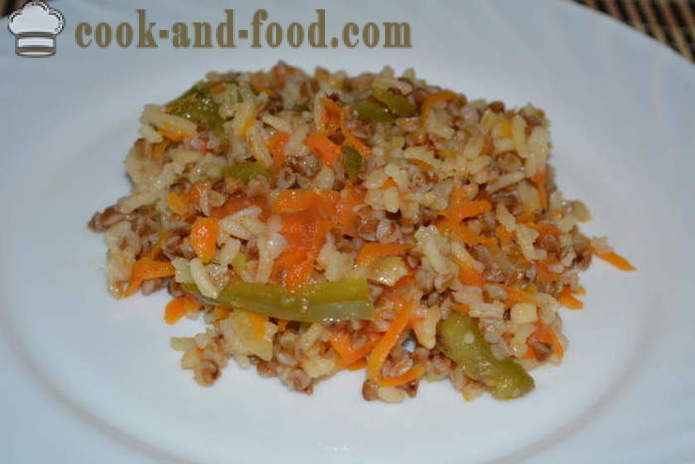 Kasha: Heljda s rižom i povrćem u tavi - Kako kuhati heljde s rižom ukras zajedno, korak po korak recept fotografijama