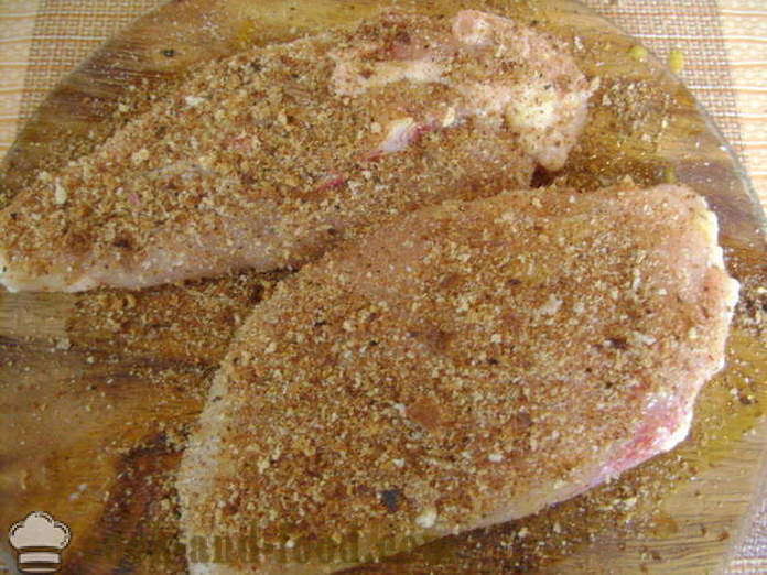 Pileća prsa s premazom omlet u tavi - kako kuhati pileća prsa pod kaput za večeru, s korak po korak recept fotografijama