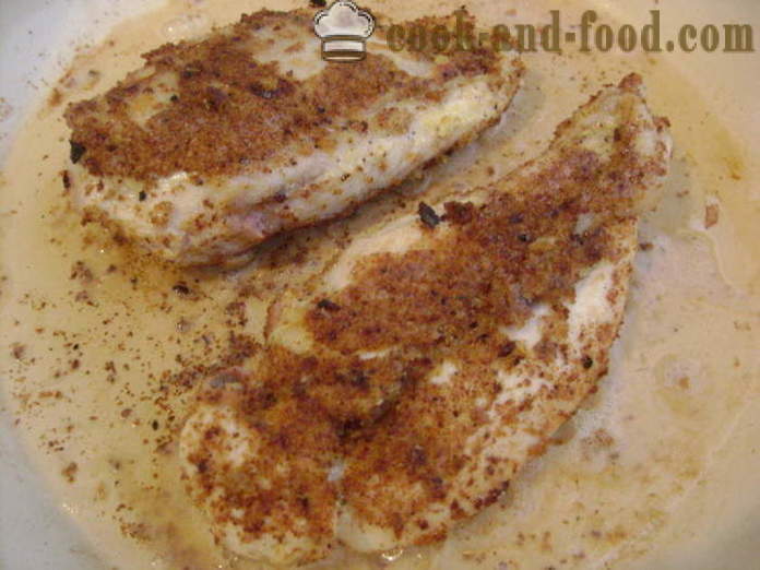 Pileća prsa s premazom omlet u tavi - kako kuhati pileća prsa pod kaput za večeru, s korak po korak recept fotografijama