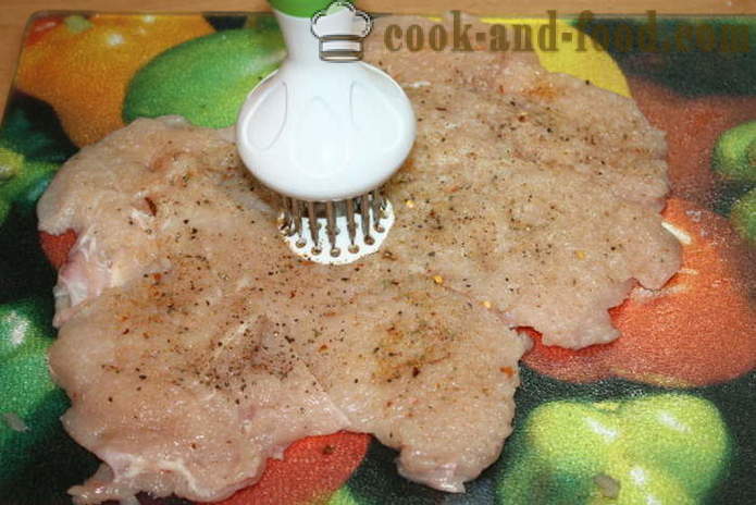 Mesna štruca pileća prsa punjena sa gljivama i mljevenim mesom u pećnici - kako kuhati mesna štruca kod kuće, korak po korak recept fotografijama