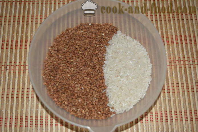 Heljda s rižom i mesom u multivarka - kako skuhati rižu s heljda u multivarka, korak po korak recept fotografijama