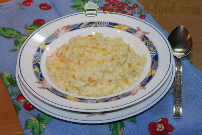 Riža kaša sa bundevom o mlijeku - Kako kuhati rižu kašu s bundevom na tanjuru, s korak po korak recept fotografijama