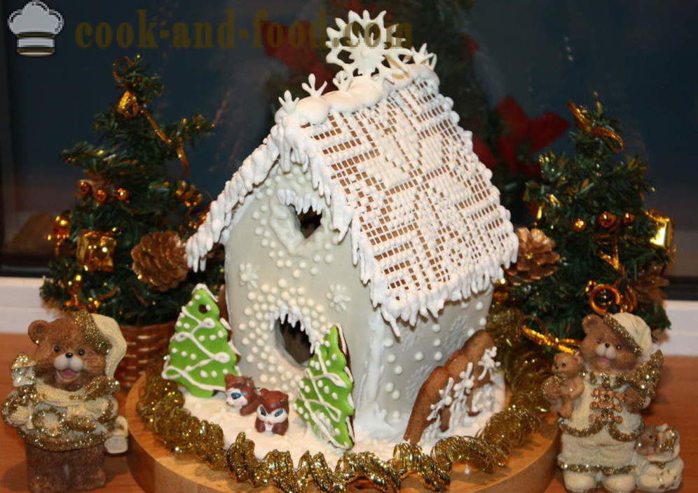 Božić medenjak kuća sa svojim vlastitim rukama - kao što su kako ispeći medenjak kuća kod kuće na Staru godinu, korak po korak recept fotografijama