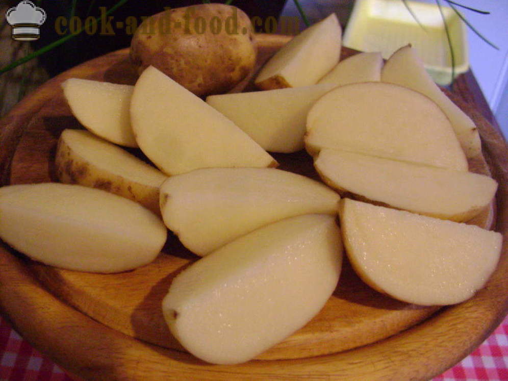 Krumpir pečen s korom - poput pečene kriške krumpira u pećnici, s korak po korak recept fotografijama