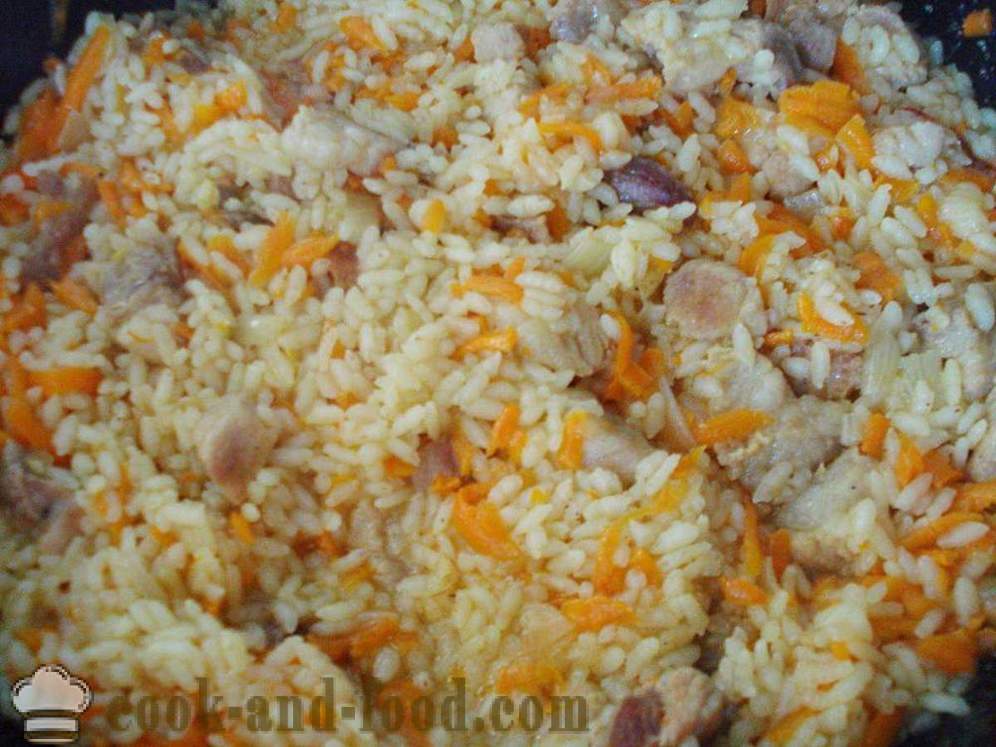 Pilav u tavi sa svinjetinom - kako kuhati rižoto sa svinjetinom u tavi, korak po korak recept fotografijama